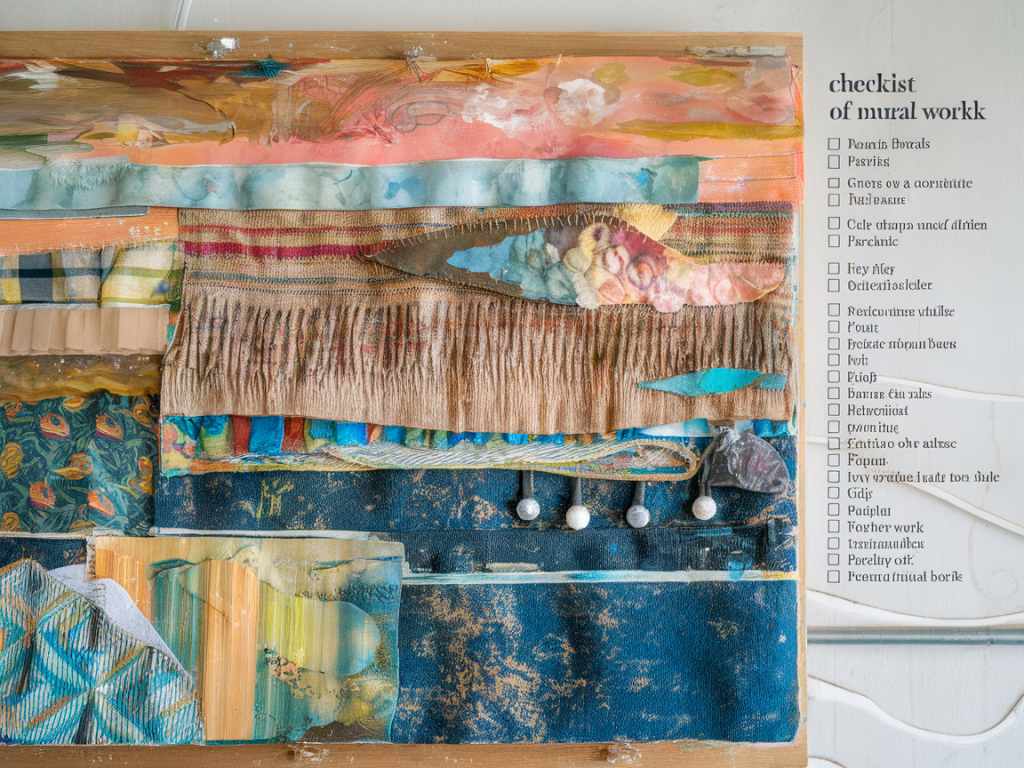 materials checklist and process for durable mixed-media mural work on board
