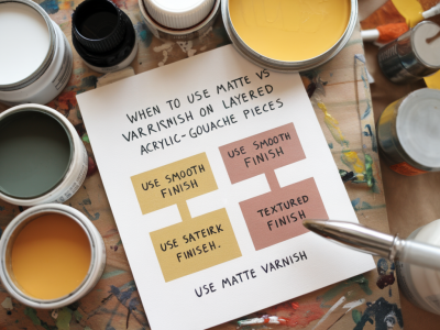 When to use matte vs satin varnish on layered acrylic–gouache pieces: a decision flowchart for colour and texture