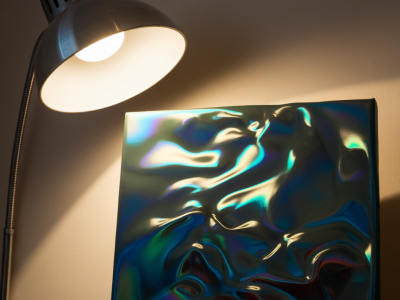 How to photograph iridescent and interference paints on canvas using a phone and a single household lamp