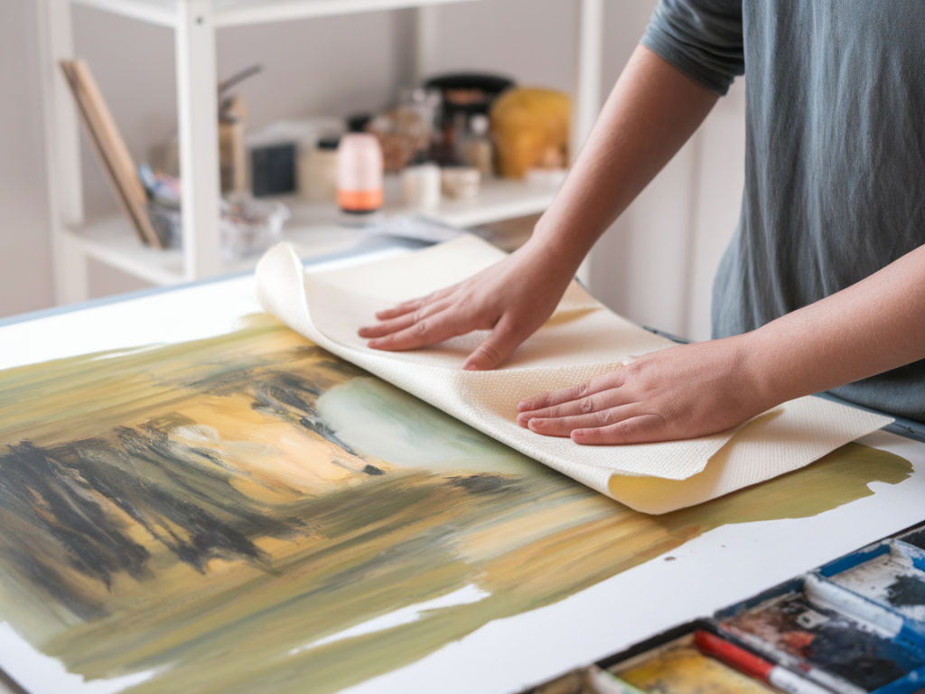 How to rescue water-damaged gouache paintings using absorbent blotting, rehydration and conservation adhesives